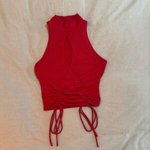 Windsor Red Cutout Ruched Crop Top